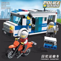 GUDI 9313 non  XE CHỞ PHẠM NHÂN bộ đồ chơi xếp lắp ráp ghép mô hình City POLICE Thành Phố 204 khối