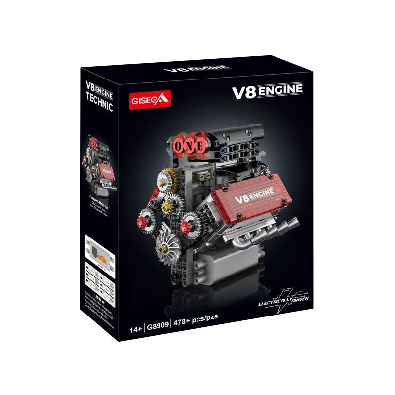 GISEGA G8909 8909 MÔ HÌNH ĐỘNG CƠ V8 bộ đồ chơi xếp lắp ráp ghép mô hình Technic V8 ENGINE Kỹ Thuật Công Nghệ Cao Mô Hình Phương Tiện 478 khối