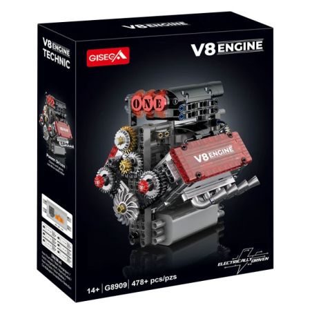 GISEGA G8909 8909 MÔ HÌNH ĐỘNG CƠ V8 bộ đồ chơi xếp lắp ráp ghép mô hình Technic V8 ENGINE Kỹ Thuật Công Nghệ Cao Mô Hình Phương Tiện 478 khối