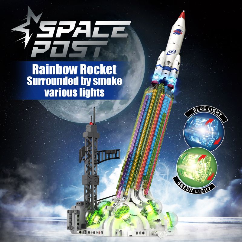 KAIYU KEEYEE WORLD K96171 96171 APOCALYPSE DREAM LIGHT SPRAY ZERO GRAVITY ROCKET bộ đồ chơi xếp lắp ráp ghép mô hình City SPACE POST RAINBOW ROCKET Thành Phố