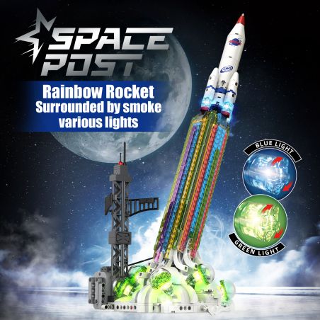 KAIYU KEEYEE WORLD K96171 96171 APOCALYPSE DREAM LIGHT SPRAY ZERO GRAVITY ROCKET bộ đồ chơi xếp lắp ráp ghép mô hình City SPACE POST RAINBOW ROCKET Thành Phố