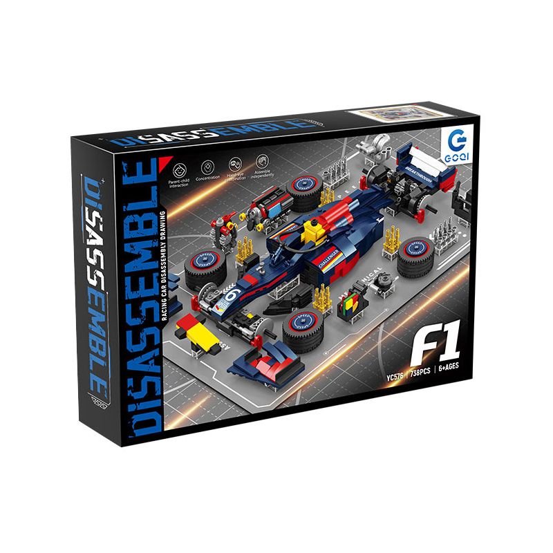 GOQI YC-576 BỨC TRANH THÁO GỠ XE F1 ĐUA bộ đồ chơi xếp lắp ráp ghép mô hình Racers Đua Tốc Độ 738 khối