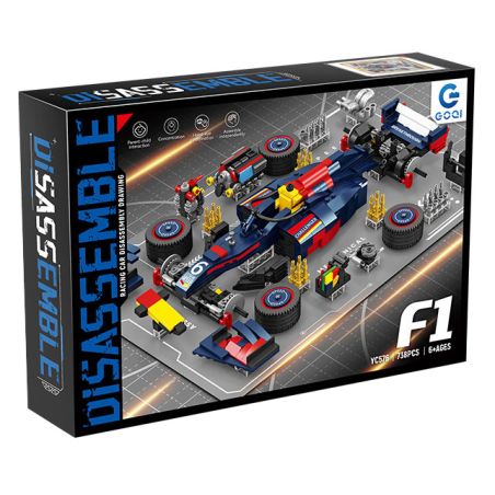GOQI YC-576 BỨC TRANH THÁO GỠ XE F1 ĐUA bộ đồ chơi xếp lắp ráp ghép mô hình Racers Đua Tốc Độ 738 khối