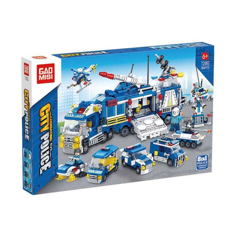 GAOMISI T2082 2082 XE CHỈ HUY 8 TRONG 1 bộ đồ chơi xếp lắp ráp ghép mô hình City Thành Phố 869 khối