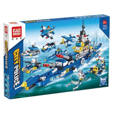 GAOMISI T2083 2083 TÀU TUẦN TRA HÀNG HẢI 8 TRONG 1 bộ đồ chơi xếp lắp ráp ghép mô hình City Thành Phố 889 khối