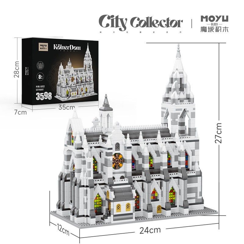 MOYU BLOCK MY92055 92055 NHÀ THỜ COLOGNE bộ đồ chơi xếp lắp ráp ghép mô hình Creator NOTRE-DAME DE PARIS Sáng Tạo 3598 khối