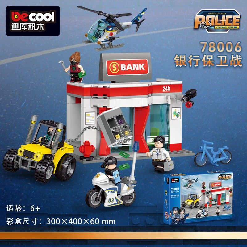 DECOOL BRICKCOOL 78006 CHIẾN TRANH PHÒNG THỦ NGÂN HÀNG bộ đồ chơi xếp lắp ráp ghép mô hình City Thành Phố 431 khối