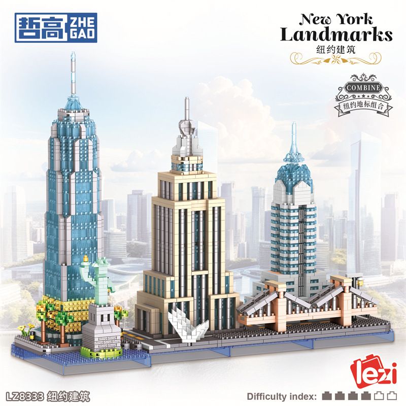 ZHEGAO LZ8333 8333 KIẾN TRÚC NEW YORK bộ đồ chơi xếp lắp ráp ghép mô hình Architecture Công Trình Kiến Trúc 3262 khối