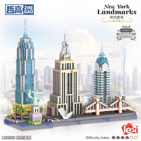 ZHEGAO LZ8333 8333 KIẾN TRÚC NEW YORK bộ đồ chơi xếp lắp ráp ghép mô hình Architecture Công Trình Kiến Trúc 3262 khối