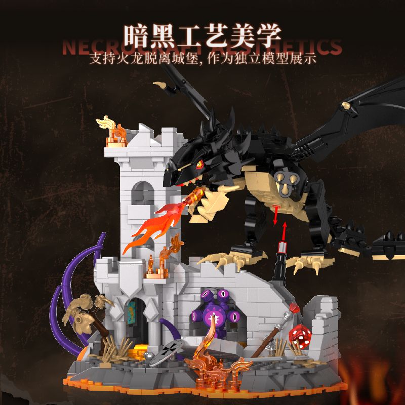 IAMBRICK 30310 THÀNH PHỐ RỒNG NGỌN LỬA bộ đồ chơi xếp lắp ráp ghép mô hình Medieval Castle DRAGONFIRE CASTLE Chiến Tranh Trung Cổ 919 khối