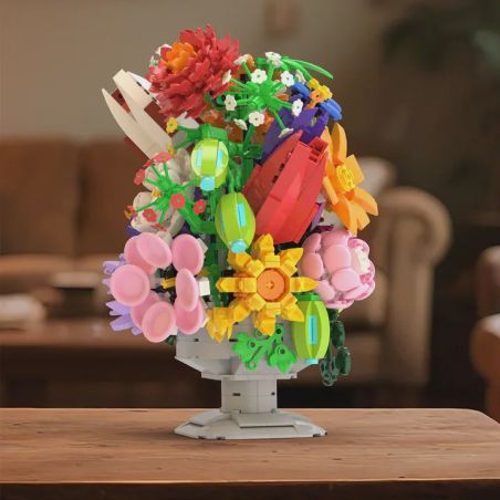 XBERT 66156 BÓ HOA bộ đồ chơi xếp lắp ráp ghép mô hình Creator FLOWER BOUQUET Sáng Tạo 1092 khối