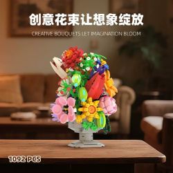 XBERT 66156 BÓ HOA bộ đồ chơi xếp lắp ráp ghép mô hình Creator FLOWER BOUQUET Sáng Tạo 1092 khối