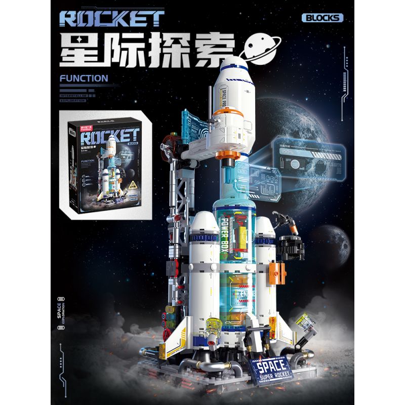 FEMIBOX S43011 43011 TÊN LỬA KHÁM PHÁ GIỮA CÁC VÌ SAO bộ đồ chơi xếp lắp ráp ghép mô hình City Thành Phố 815 khối