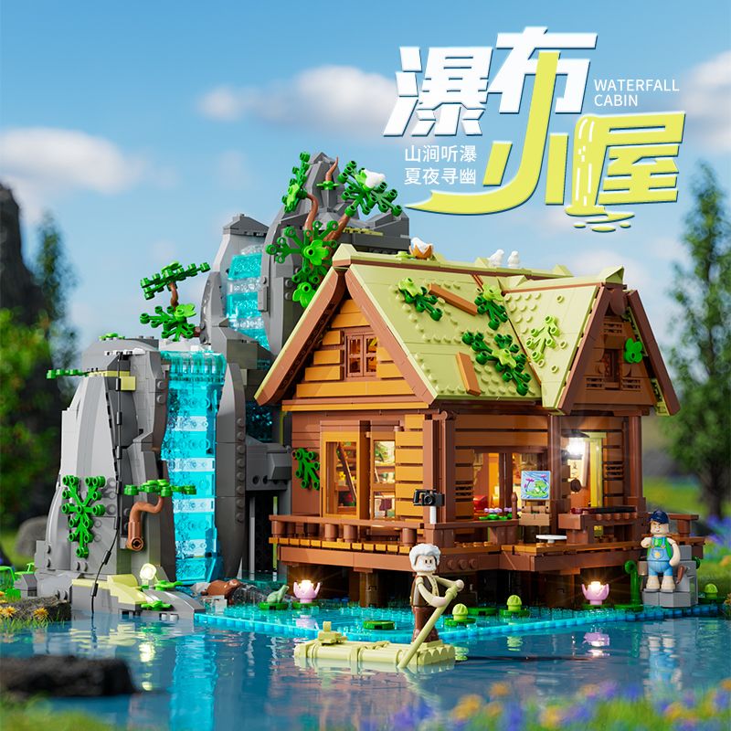LUMIBRICKS L9083 9083 CABIN THÁC NƯỚC bộ đồ chơi xếp lắp ráp ghép mô hình Creator WATERFALL COBIN Sáng Tạo 2539 khối