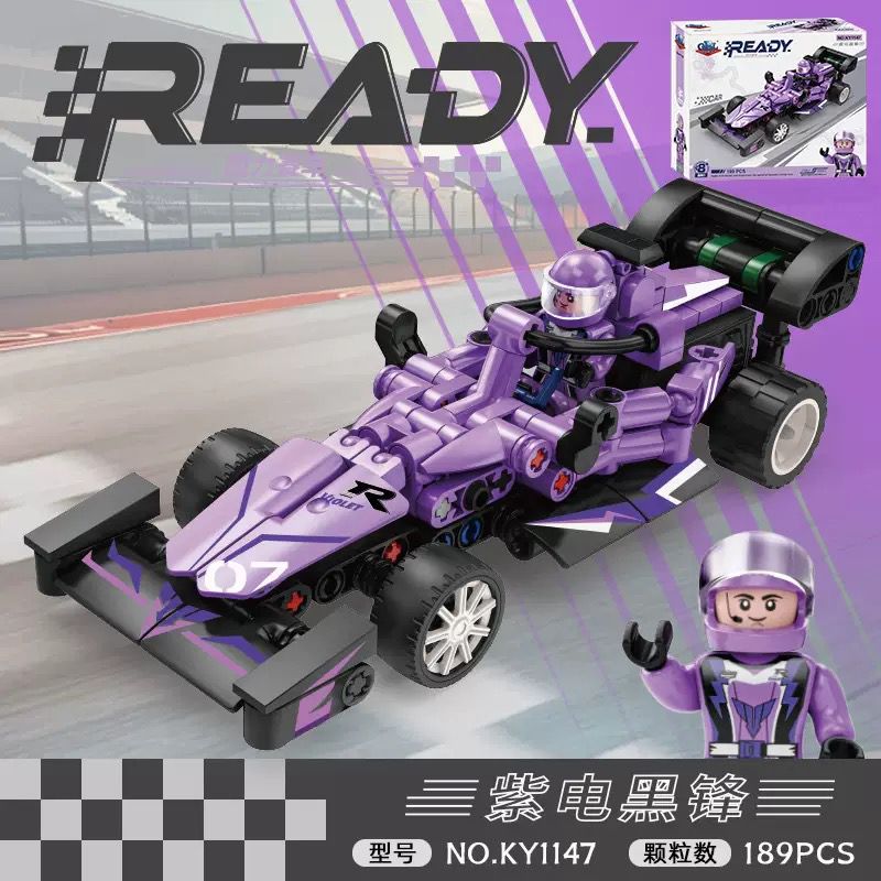 Kazi KY1147 1147 SUPERCAR MÁT MẺ MẶT TRƯỚC MÀU ĐEN TÍM ĐUA CÔNG THỨC F1 XE ĐIỆN TRỞ bộ đồ chơi xếp lắp ráp ghép mô hình Technic Kỹ Thuật Công Nghệ Cao Mô Hình Phương Tiện 189 khối