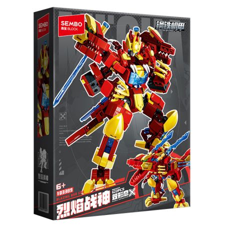 SEMBO 103389 THÉP MECHA FLAME GOD OF WAR TUME ĐÃ BIẾN ĐỔI bộ đồ chơi xếp lắp ráp ghép mô hình 622 khối