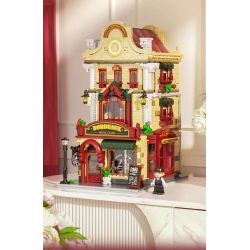 WEKKI 516700 THỊ TRẤN SHIGUANG CÂU LẠC BỘ RƯỢU VANG BORDEAUX bộ đồ chơi xếp lắp ráp ghép mô hình Creator Sáng Tạo