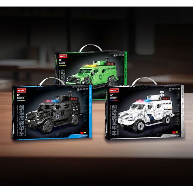 WOMA C3050 3050 PHƯƠNG TIỆN BỌC THÉP CỦA TIGER SABERTOOTHED BA MÀU bộ đồ chơi xếp lắp ráp ghép mô hình City Thành Phố