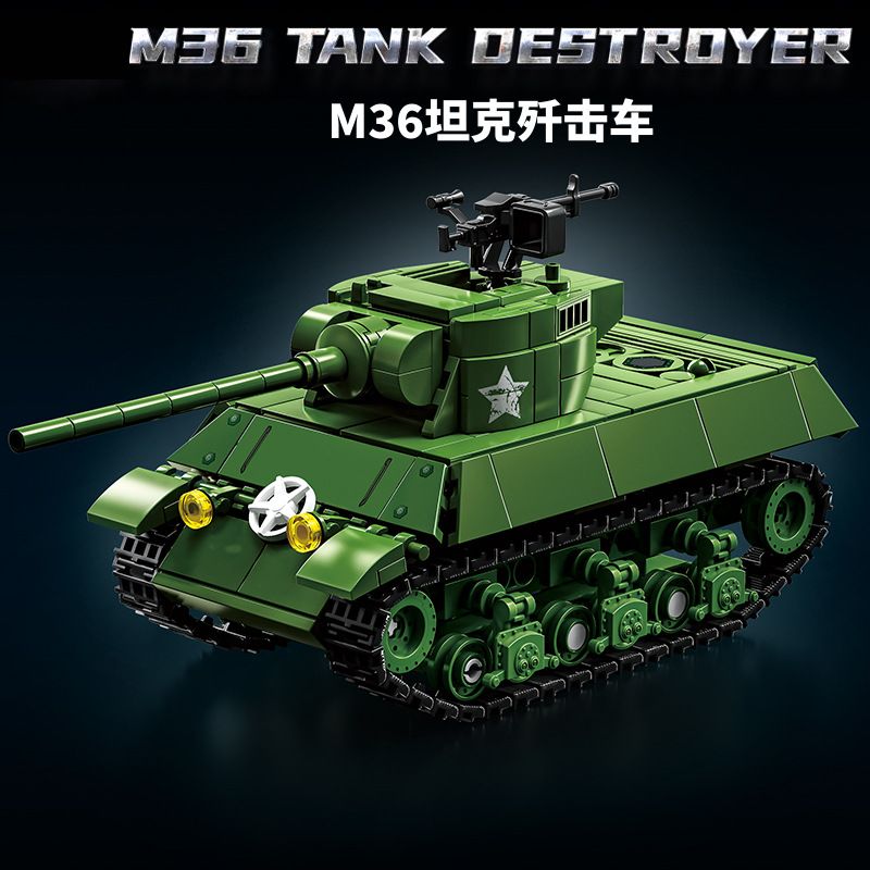 LE YI 66082 KẺ HỦY DIỆT XE TĂNG M36 JACKSON bộ đồ chơi xếp lắp ráp ghép mô hình Military Army M36 TANK DESTROYER Quân Sự Bộ Đội 506 khối