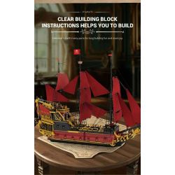 REOBRIX 66049 NỮ HOÀNG ANNE TRẢ THÙ bộ đồ chơi xếp lắp ráp ghép mô hình Pirates Of The Caribbean REVENGE SAILING SHIP Cướp Biển Vùng Caribe 5666 khối