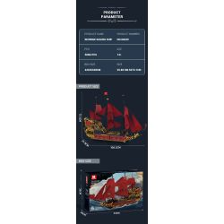 REOBRIX 66049 NỮ HOÀNG ANNE TRẢ THÙ bộ đồ chơi xếp lắp ráp ghép mô hình Pirates Of The Caribbean REVENGE SAILING SHIP Cướp Biển Vùng Caribe 5666 khối