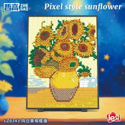 ZHEGAO LZ8344 8344 BỨC TRANH KHUNG ẢNH HƯỚNG DƯƠNG bộ đồ chơi xếp lắp ráp ghép mô hình Art PIXEL STYLE SUNFLOWER 3504 khối
