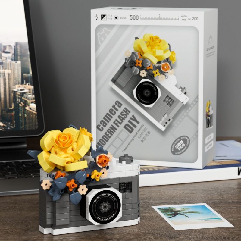 CHAOLE CHUANG 7443 MÁY ẢNH HOA HỒNG BÓNG XÁM bộ đồ chơi xếp lắp ráp ghép mô hình 285 khối
