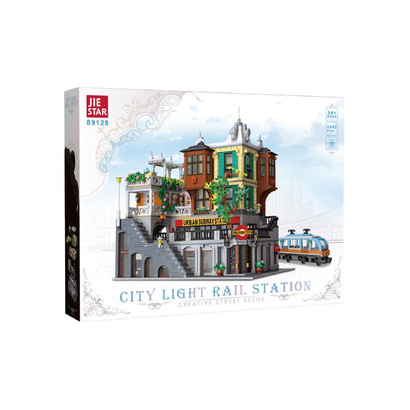 JIESTAR 89129 NHÀ GA ĐƯỜNG SẮT ĐÔ THỊ bộ đồ chơi xếp lắp ráp ghép mô hình Creator CITY LIGHT RAIL STATION Sáng Tạo 3692 khối