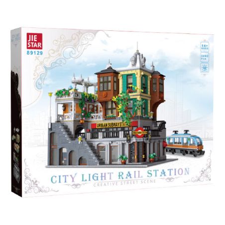 JIESTAR 89129 NHÀ GA ĐƯỜNG SẮT ĐÔ THỊ bộ đồ chơi xếp lắp ráp ghép mô hình Creator CITY LIGHT RAIL STATION Sáng Tạo 3692 khối