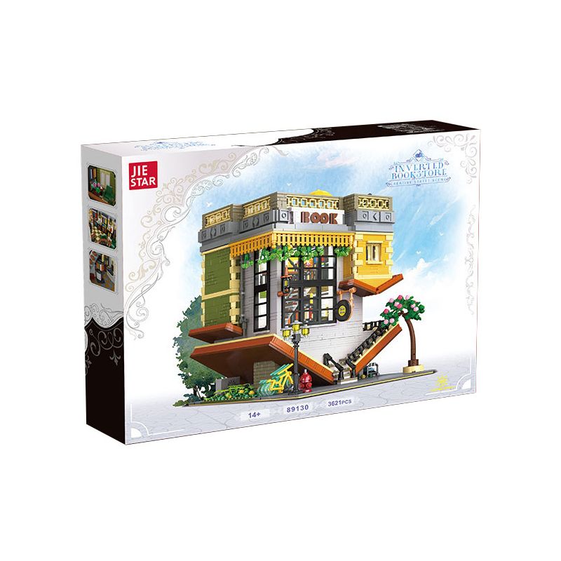 JIESTAR 89130 HIỆU SÁCH ĐẢO NGƯỢC bộ đồ chơi xếp lắp ráp ghép mô hình Creator INVERTED BOOKSTORE Sáng Tạo 3621 khối