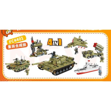 FORANGE FC4401 4401 CÀI ĐẶT LẠI TỔNG HỢP DU LỊCH 4 KẾT bộ đồ chơi xếp lắp ráp ghép mô hình Military Army Quân Sự Bộ Đội 1139 khối
