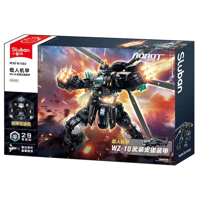 SLUBAN M38-B1583 B1583 1583 M38B1583 38-B1583 ÁO GIÁP MẠNH MẼ HỖ TRỢ VŨ TRANG MECHA WZ-10 CÓ NGƯỜI LÁI bộ đồ chơi xếp lắp ráp ghép mô hình 545 khối