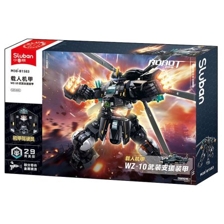 SLUBAN M38-B1583 B1583 1583 M38B1583 38-B1583 ÁO GIÁP MẠNH MẼ HỖ TRỢ VŨ TRANG MECHA WZ-10 CÓ NGƯỜI LÁI bộ đồ chơi xếp lắp ráp ghép mô hình 545 khối