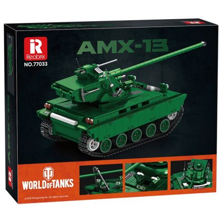 REOBRIX 77033 AMX-13 LIGHT TANK 1:28 tỷ lệ 1:28 bộ đồ chơi xếp lắp ráp ghép mô hình Military Army Quân Sự Bộ Đội 1037 khối