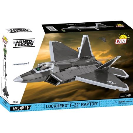 COBI 5855 LOCKHEED F-22 RAPTOR FIGHTER tỷ lệ 1:35 bộ đồ chơi xếp lắp ráp ghép mô hình Military Army Quân Sự Bộ Đội 695 khối