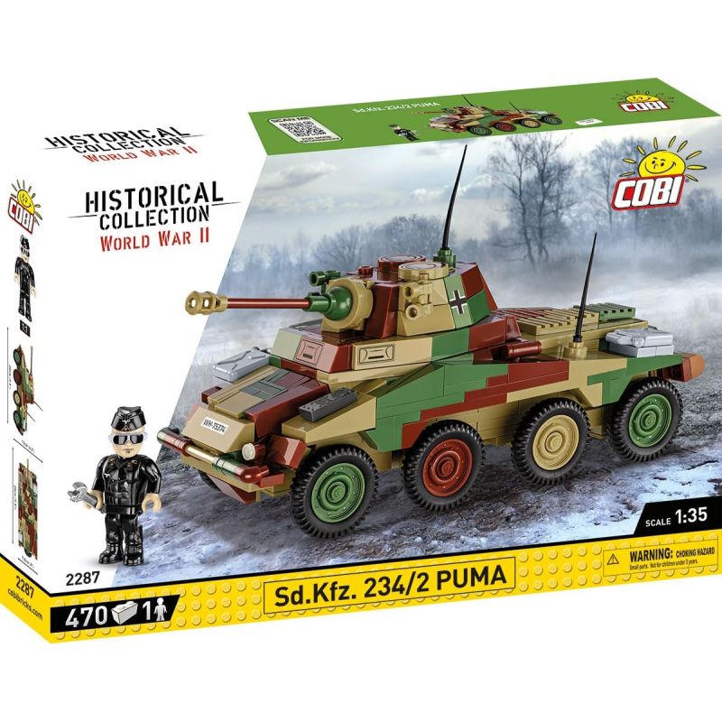 COBI 2287 SD.KFZ.234 XE BỌC THÉP CÓ BÁNH tỷ lệ 1:35 bộ đồ chơi xếp lắp ráp ghép mô hình Military Army SD.KFZ 234/2 PUMA VEHICLE Quân Sự Bộ Đội 470 khối