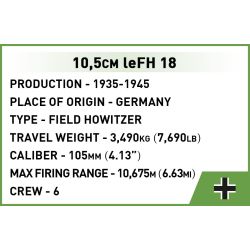 COBI 2292 10 5CM LEFH 15 TRƯỜNG HOWITZER tỷ lệ 1:35 bộ đồ chơi xếp lắp ráp ghép mô hình Military Army 10.5CM LEFH 15 Quân Sự Bộ Đội 132 khối