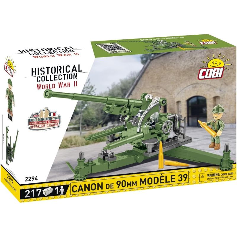 COBI 2294 MODEL GÓC CAO ĐƠN 90MM MODEL1939 tỷ lệ 1:35 bộ đồ chơi xếp lắp ráp ghép mô hình Military Army CANON DE 90MM MODEL 1939 ANTI-AIRCRAFT Quân Sự Bộ Đội 217 khối