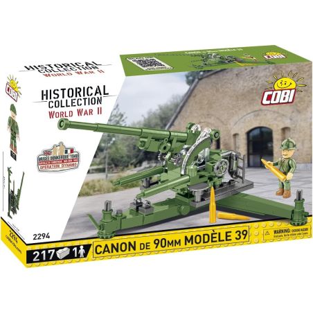 COBI 2294 MODEL GÓC CAO ĐƠN 90MM MODEL1939 tỷ lệ 1:35 bộ đồ chơi xếp lắp ráp ghép mô hình Military Army CANON DE 90MM MODEL 1939 ANTI-AIRCRAFT Quân Sự Bộ Đội 217 khối