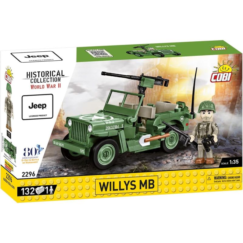 COBI 2296 XE JEEP WILLIS ĐỊA HÌNH tỷ lệ 1:35 bộ đồ chơi xếp lắp ráp ghép mô hình Military Army JEEP WILLYS MB VEHICLE Quân Sự Bộ Đội 132 khối