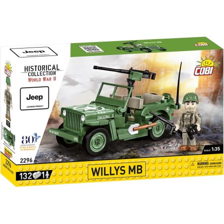 COBI 2296 XE JEEP WILLIS ĐỊA HÌNH tỷ lệ 1:35 bộ đồ chơi xếp lắp ráp ghép mô hình Military Army JEEP WILLYS MB VEHICLE Quân Sự Bộ Đội 132 khối