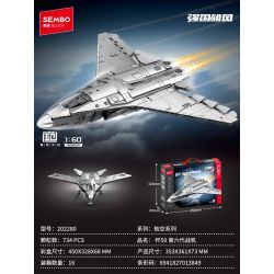 SEMBO 202280 ĐẤT NƯỚC HÙNG MẠNH MÁY BAY CHIẾN ĐẤU THẾ HỆ THỨ SÁU CỦA J-50 1:60 tỷ lệ 1:60 bộ đồ chơi xếp lắp ráp ghép mô hình Military Army Quân Sự Bộ Đội 734 khối