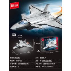SEMBO 202281 ĐẤT NƯỚC HÙNG MẠNH MÁY BAY CHIẾN ĐẤU TÀNG HÌNH J-20 1:54 tỷ lệ 1:54 bộ đồ chơi xếp lắp ráp ghép mô hình Military Army Quân Sự Bộ Đội 576 khối