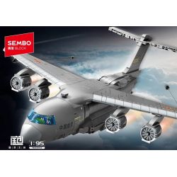 SEMBO 202282 ĐẤT NƯỚC MẠNH MẼ LÀ MÁY BAY VẬN TẢI LỚN YUN-20 tỷ lệ 1:95 bộ đồ chơi xếp lắp ráp ghép mô hình Military Army Quân Sự Bộ Đội 1395 khối
