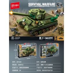 SEMBO 207220 CHIẾN TRANH SINH TỒN XE TĂNG ĐẤU CHÍNH CỦA LIÊN XÔ-T-34 bộ đồ chơi xếp lắp ráp ghép mô hình Military Army Quân Sự Bộ Đội 384 khối