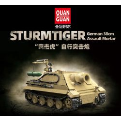 QuanGuan 100314 Quan Guan 100314 PHÁO TỰ TẤN CÔNG TIGER ASSAULT bộ đồ chơi xếp lắp ráp ghép mô hình Military Army STURMTIGER GERMAN 38CM ASSAULT MORTAR Quân Sự Bộ Đội 1394 khối