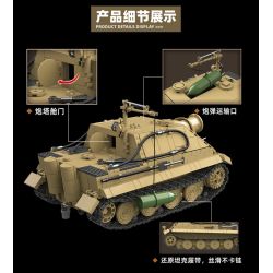 QuanGuan 100314 Quan Guan 100314 PHÁO TỰ TẤN CÔNG TIGER ASSAULT bộ đồ chơi xếp lắp ráp ghép mô hình Military Army STURMTIGER GERMAN 38CM ASSAULT MORTAR Quân Sự Bộ Đội 1394 khối