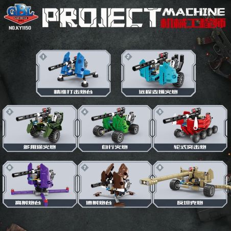 GBL KY1150 1150 8 MÔ HÌNH PHÁO BINH CHÍNH XÁC HỖ TRỢ TẦM XA ĐA NĂNG TỰ HÀNH SÚNG TẤN CÔNG CÓ BÁNH XE PHÒNG KHÔNG bộ đồ chơi xếp lắp ráp ghép mô hình Technic Kỹ Thuật Công Nghệ Cao Mô Hình Phương Tiện 794 khối