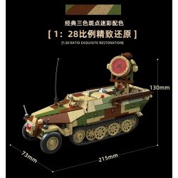 QuanGuan 100318 Quan Guan 100318 SD.KFZ.251/20 HALF TRACK TRANH CHẤP HỆ THỐNG/OWL SESSENT 1:28 tỷ lệ 1:28 bộ đồ chơi xếp lắp ráp ghép mô hình Military Army SD.KFZ.251/20 AUSF.D UHU Quân Sự Bộ Đội 1267 khối