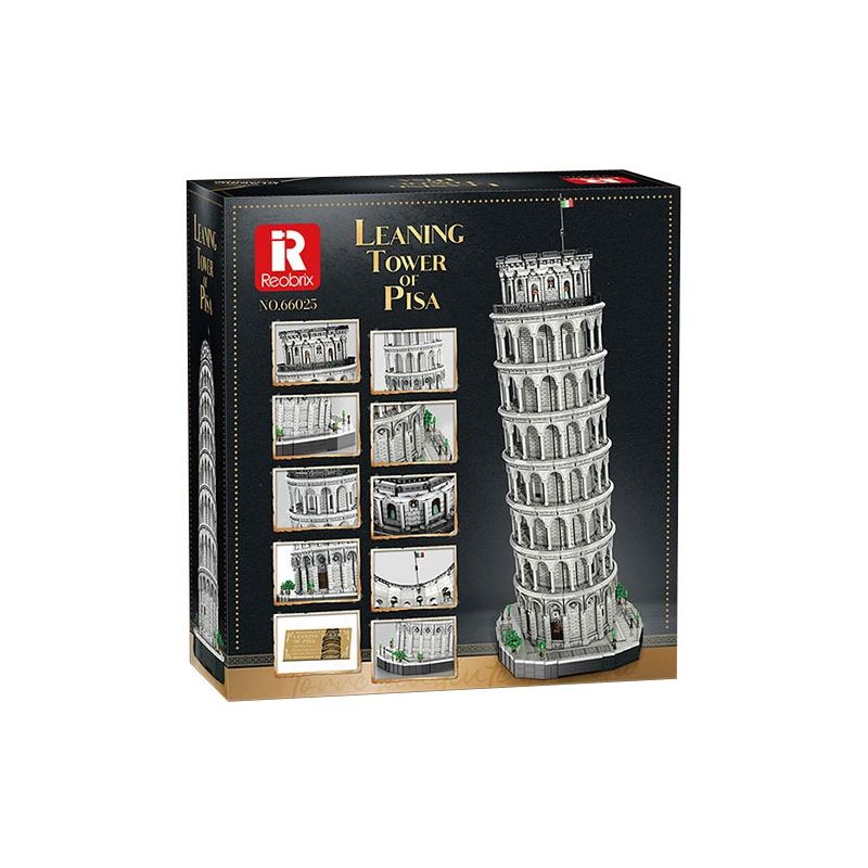 REOBRIX 66025 THÁP NGHIÊNG PISA Ý 1:50 tỷ lệ 1:50 bộ đồ chơi xếp lắp ráp ghép mô hình Creator THE LEANING TOWER OF PISA Sáng Tạo 7652 khối